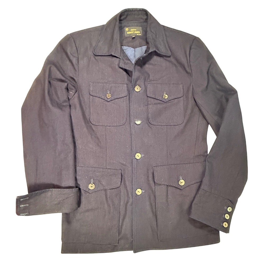 Made by Robert James New York Navy Blue Field Jacket Utility Coat Mens 36